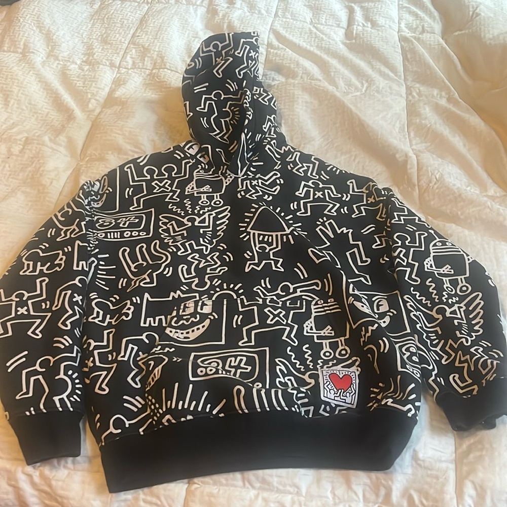 Youth Hoodie: Black and White: Keith Haring series from H&M